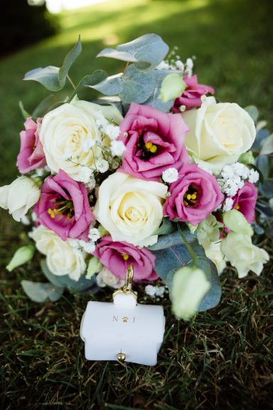 Brautstrauß mit Eheringen bei Hochzeit in Heilbronn